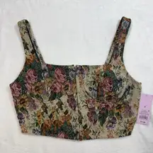 NWT Wild Fable S Floral Tapestry Cropped Corset Top Cottage Fairy Grunge Costume