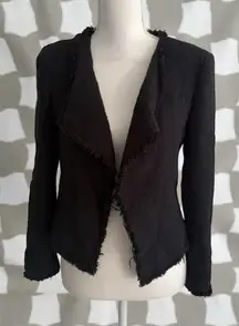 ANN TAYLOR LOFT Black Knit Long Sleeve Blazer Jacket Size 4P