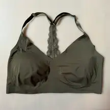 True&co. True Body Triangle Lace Racerback Bra: Size Large Olive