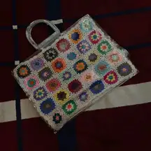 Bits and pieces to go Paula beach bag multicolored crochet clear