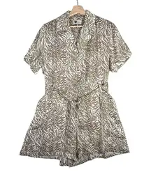New Lita by Ciara Revolve Womens Neutral Tiger Viscose Romper Size L MSRP $348