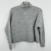 Aerie Womens XS Gray Cable Knit‎ Mock Neck Pullover Sweater Casual Warm Cozy