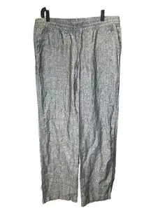 Allen Allen Linen Pants Womens L Gray Elastic Waist Pockets High Rise Lagenlook