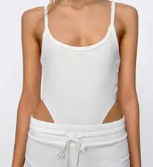Zara white ribbed high leg‎ bodysuit