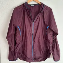 Athleta Stowe Hoodie Nylon Running Jacket Full Zip Purple Windbreaker Pockets
