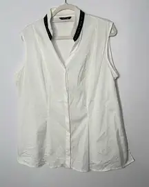 Misook button down sleeveless top size XL