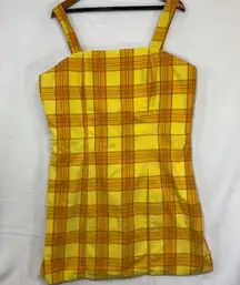 Arizona Jean XXL Plaid Tartan Yellow Mini Dress A-Line Summer Y2K Retro Clueless