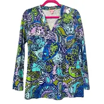 Lilly Pulitzer Cat Print Long Sleeve Tunic Top