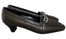 Vintage Vaneli Pumps‎ Sz 8 Brown Green Kitten Heel Crystal Embellished