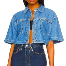 Re Done Denim Button down Crop Top