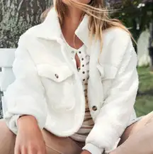 Aerie White Fluffy Oversized  Jacket