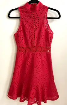 Hello Molly Red Eyelet Dress- Size 6 (AU)