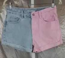 PacSun Blue and Pink Jean Shorts A0369
