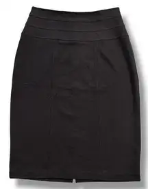 CAbi Womens Midi Pencil Skirt Stretch Zipper Slit Black Size 8