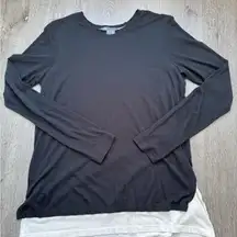 Vince Layered Look Long Sleeve Top Black Cream Small