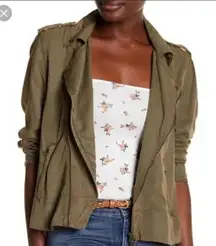 Pistola Revolve Bowie Moto Swing Jacket 100% Tencel Hi-Lo Hem Military size S