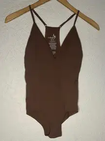 Intimately Free People Brown Ribbed Bodysuit Medium Large Boho Indie Minimalist