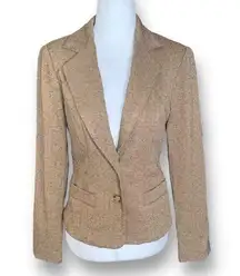Vintage 90s Rampage Blazer Jacket Tan Brown Tweed Structured Classic Schoolboy