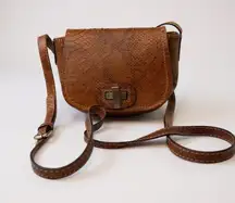 Abro Snakeskin Leather Crossbody‎ Bag Designer Purse Brown Small