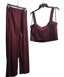 Forever 21+ Red Buffalo Check Crop Top and Wide‎ Leg Pants Set Plus Size 3X