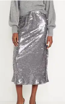 NEW with Tags Old Navy High Waisted Sequin Pencil Skirt Size M Cinder Smoke Gray