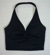 Frankie’s Bikini Active Lively Halter Top Womens Medium Black Preppy Athleisure