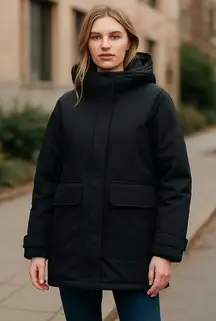 NWOT ZARA BLACK PUFFER QUILTED HOODED COAT JACKET 0518/249