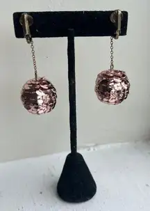 Vintage 70's Disco Ball Sequin Dangle Screw-Back Earrings