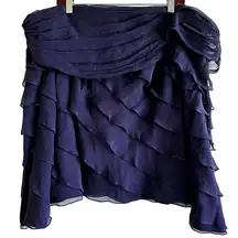 Tadashi Shoji 100% Silk Blouse Off Shoulder Ruffle Tiered  Purple 16 NWT