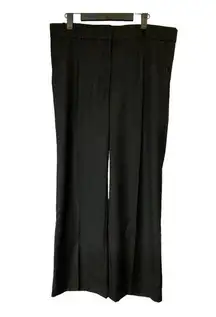 H&M  Wide Leg Trousers Pants 12 Black High Waist Office Work Business Casual Chic