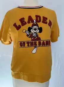 Disney The Mickey Mouse Club Pullover Knit Shirt Leader of the band yellow Sz L
