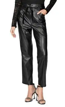 PAIGE DENIM Kina Pant Faux Leather High Rise Straight Leg Black NWT Women's 12