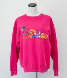 Vintage Walt Disney World Pink Cotton Blend Crew Neck Sweatshirt Size‎ Small