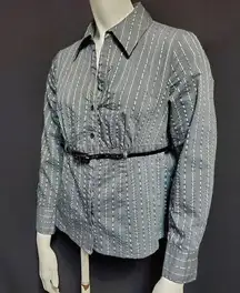 Worthington Gray & Silver Button Down Shirt & Belt