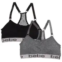 💕BEBE💕 Seamless Mesh Racerback Bralettes (2 Pack) Medium M NWOT