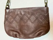 Vintage Eddie Bauer Shoulder Bag Brown 100% Pebbled Leather Crossbody boho Bag