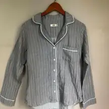 Ugg pinstriped 100% cotton button down pj top