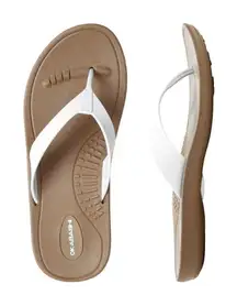 Okabashi Breeze White/Toffee flip flop Sz Large 9.5-10.5‎