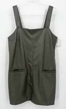 Abercrombie & Fitch Vegan Leather Shift Mini Dress Size Large Olive‎ NWT