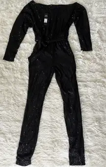 Fashion Nova All Eyes On Me Sequin Jumpsuit Black Party Small New with Tags‎