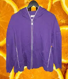 NYL Purple with White Trim Hooded Full Zip Sweatshirt‎ Size 2X
