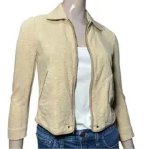 Ralph Lauren Vintage Women’s Size 4 Tan Beige Herringbone Suede Trim Jacket