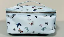 Blue Pastel Butterfly Butterflies Graphic Makeup Cosmetics Toiletries Zipper Travel Bag Pouch Case with Handle 🦋✨