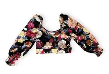 Band of The Free Womens black floral cropped top