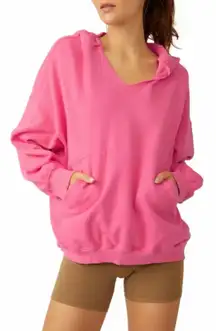 NWT Free People Movement Best of Oversized Cotton Hoodie in Flamingo Fizz Large