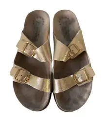 Mephisto womens light sand gold leather sandal Size 41 or 9.5