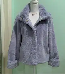 NWT Philosophy Periwinkle GORGEOUS Faux Fur Jacket M