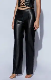 💙💖 Meshki Zarsa Wide Leg Mid Rise Faux Leather Black PU Pant