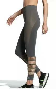 Adidas by Stella McCartney Warp Knit Leggings goth fishnet grey cutouts size S