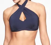 Athleta Bikini Top Womens 34D/DD Aqualuxe Molded Bra Cup 2-Way Prussian Blue